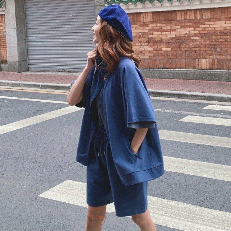 ジャージ レディース 上下セット 夏 セットアップ ショートパンツ 半袖 ジップアップ 無地 部屋着 運動服 カジュアル 韓国風 人気の