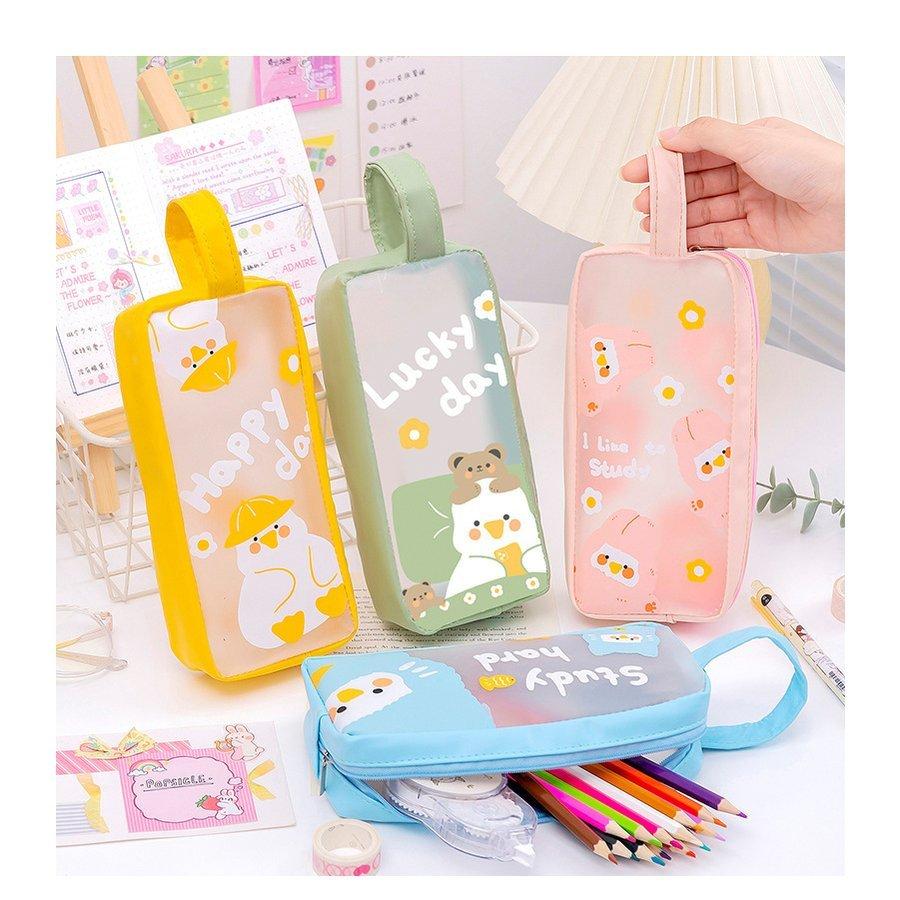 筆箱 ペンケース クリア 半透明 おしゃれ かわいい 小学校 シンプル 大容量 小学校 中学 高校 女子 取っ手付 韓国 化粧ポーチ 収納 文房具 ペンポーチ ふで箱 Wm Runrunshop 通販 Yahoo ショッピング