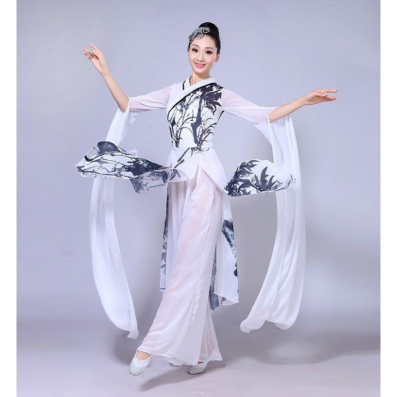 古典ダンスチャイナドレス古箏演出服水墨柄水袖レディースダンス衣装中国風踊り チュール剣舞カンフー衣装 楽器吹奏衣装 レッスン試合団体衣装 Xf Runrunshop 通販 Yahoo ショッピング