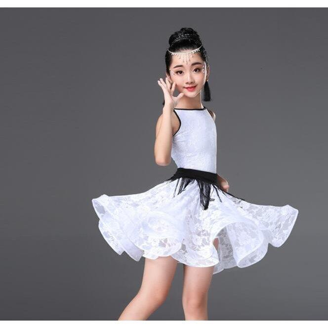 人気商品 子供ラテンダンス衣装 スカーフ付きワンピースガールズキッズ社交ダンス衣装 舞台ステージ衣装 演奏会 学園祭団体服 ダンス専門服 練功服 ドレス ダンス衣装 カラー 白 Www We Job Com