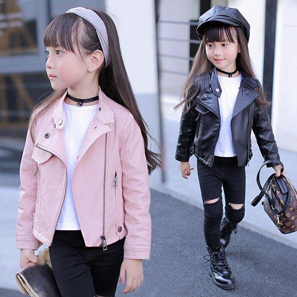 レザージャケット キッズ 子供服 女の子 アウター 春秋 革ジャン Puジャケット 韓国子供服 ジュニア ライダースジャケット おしゃれ 可愛い カジュアル 新品 160 完璧