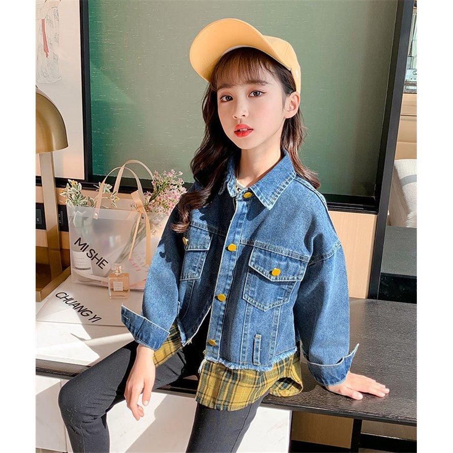 ネット限定 デニムジャケット キッズ 子供服 女の子 秋服 アウター コート トップス ジャケット パーカー チェック柄 韓国子供服 ジュニア おしゃれ 可愛い カジュアル 新品 Sigatrade Com Br