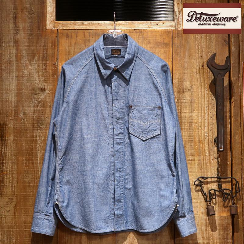DELUXEWARE 7644B 40s シャンブレーシャツ XL DELUXEWARE（デラックスウエア） 【送料無料】 7644B “40's CHAMBRAY