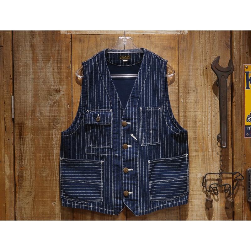 【送料無料】 JELADO（ジェラード） “STEELBEAM VEST/スティールビームベスト” AG13517 メンズ アメカジ ワークベスト ウォバッシュストライプ 青タグ 日本製の画像