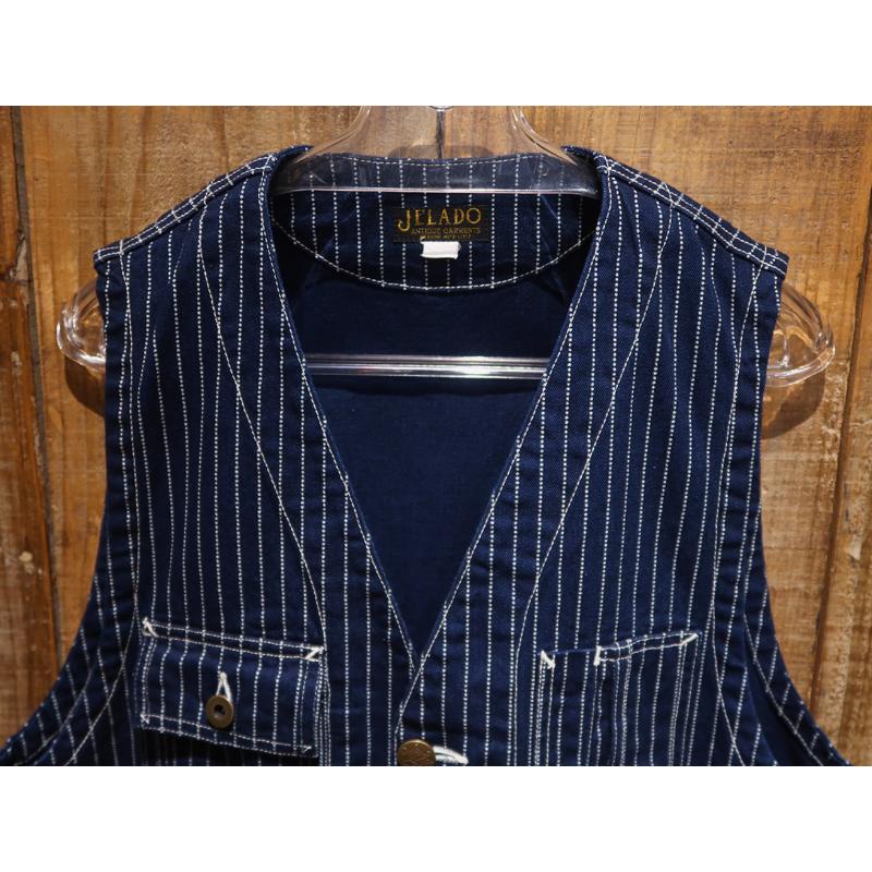 【送料無料】 JELADO（ジェラード） “STEELBEAM VEST/スティールビームベスト” AG13517 メンズ アメカジ ワークベスト ウォバッシュストライプ 青タグ 日本製の画像