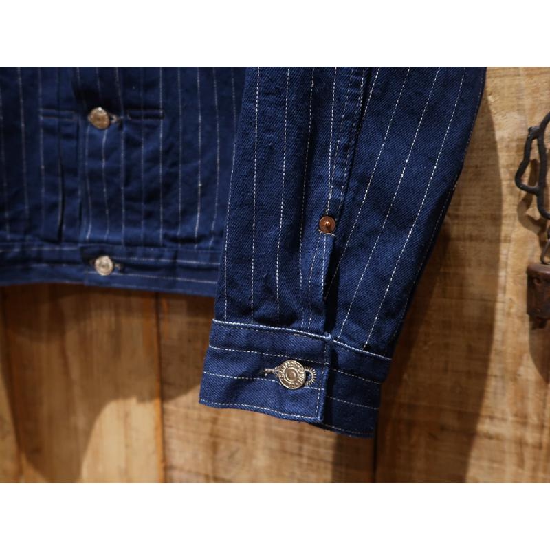 【送料無料】 DELUXEWARE（デラックスウェア） DX40153 “12.5oz. STRIPE INDIGO/ストライプインディゴ” メンズ アメカジ デニムジャケット Gジャン 日本製の画像