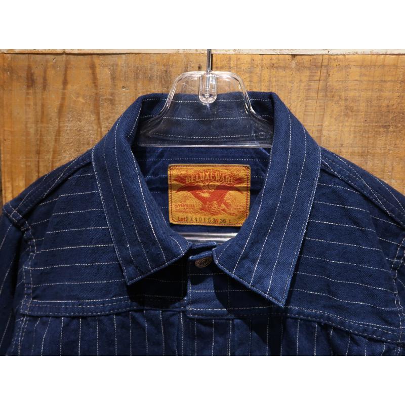 【送料無料】 DELUXEWARE（デラックスウェア） DX40153 “12.5oz. STRIPE INDIGO/ストライプインディゴ” メンズ アメカジ デニムジャケット Gジャン 日本製の画像