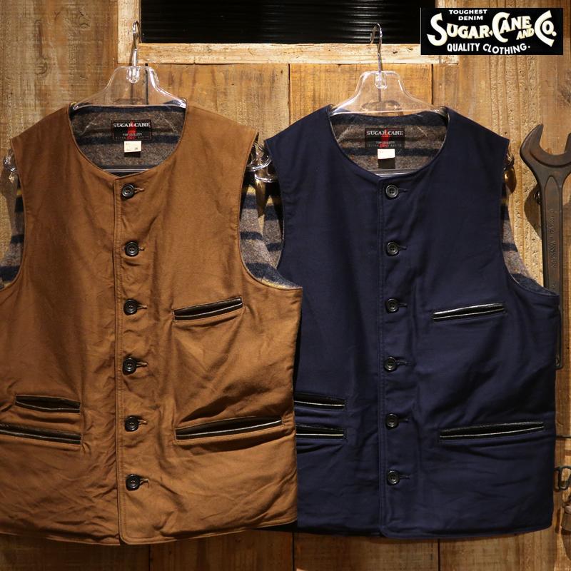 SUGARCANE　モールスキンベスト SUGAR CANE シュガーケーン FICTION ROMANCE 9.5oz モールスキン