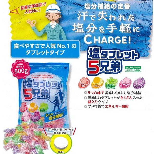 送料無料】ぶどう糖入り 塩タブレット 5兄弟 【1袋】 熱中症 対策 塩分