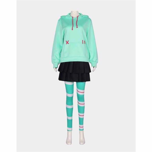 ディズニーランド WRECK-IT RALPHシュガー・ラッシュ Vanellope von Schweetz コスプレ衣装 クリスマス ハロウィン衣装 ウィッグ 靴 追加可の画像
