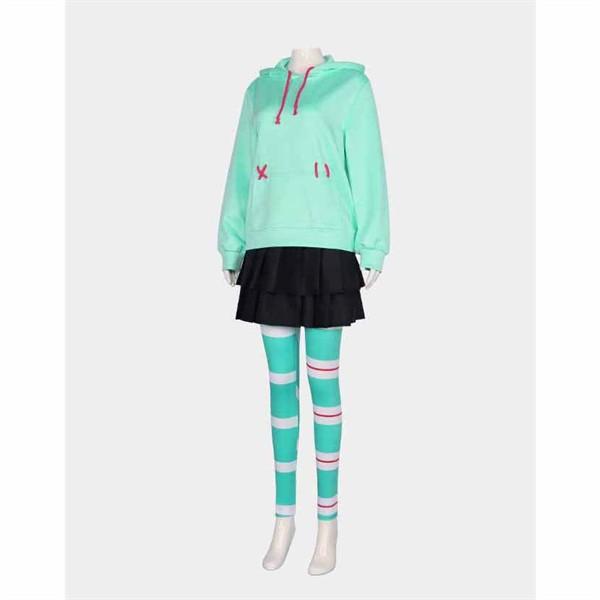 ディズニーランド WRECK-IT RALPHシュガー・ラッシュ Vanellope von Schweetz コスプレ衣装 クリスマス ハロウィン衣装 ウィッグ 靴 追加可の画像