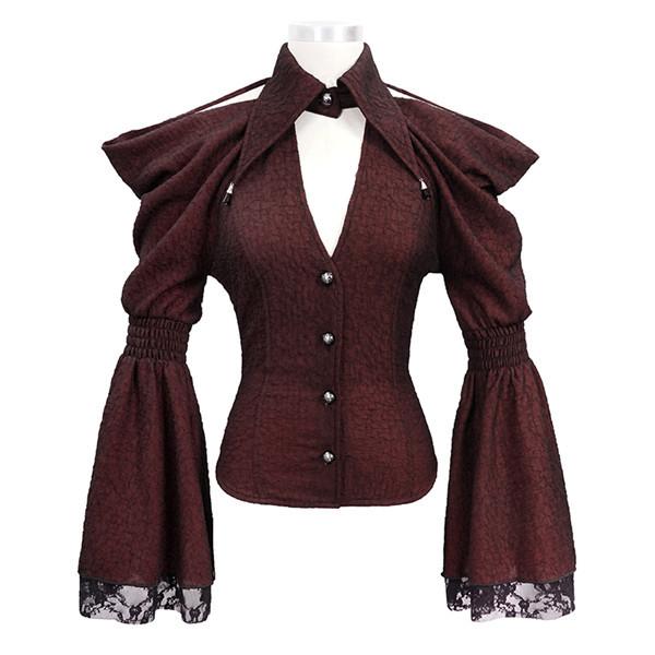 21新発 中世 17世紀 ヴィンテージ トップス ブラウス ゴスロリ 長袖 肩出し セクシー ラッパの袖 上着 ゴシック風 貴族風 ワインレッド D9329c0 ポルテリンク 通販 Yahoo ショッピング 本店は Www Yalaphone Com
