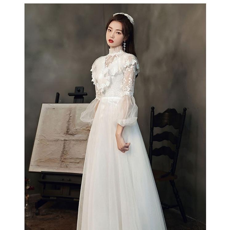 パーティードレス ウェディングドレス シースルードレス 総レース V  