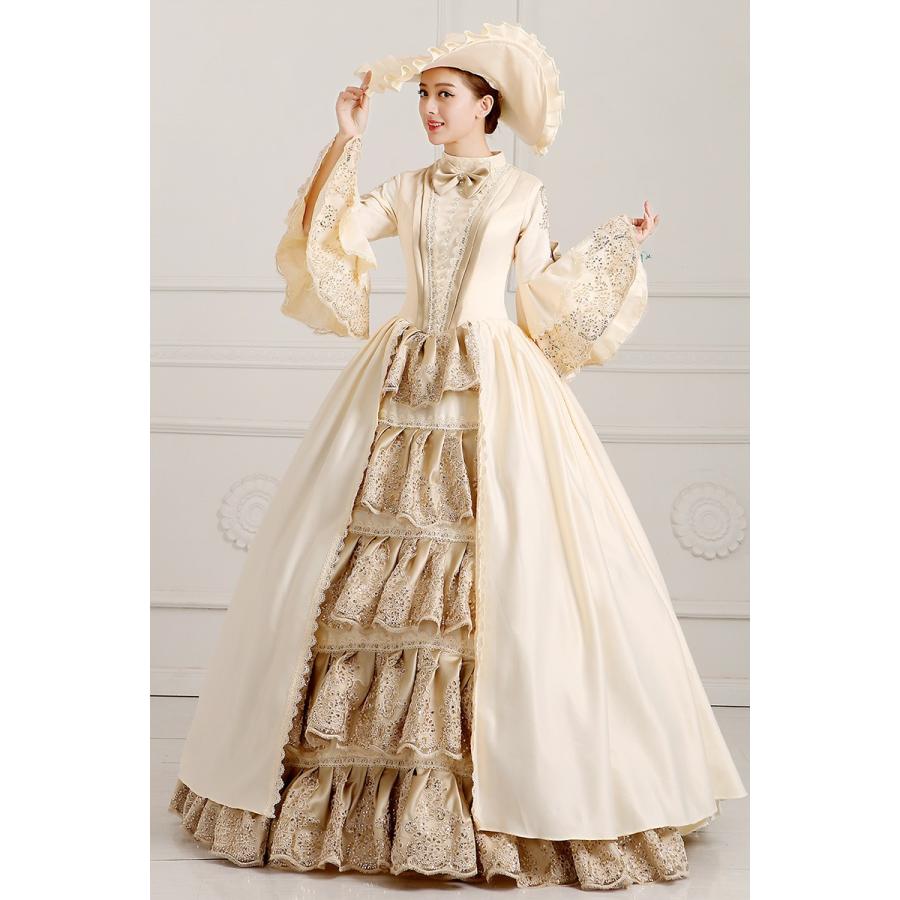 王族服 貴族服装 現代劇演出服 ヨーロッパ風結婚式服装 豪華な女王 復古風 演出服 パーティードレス ウェディングドレス パニエ追加可