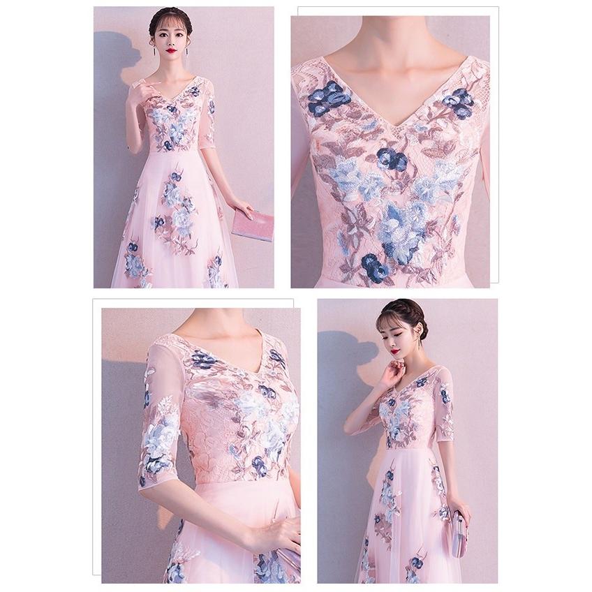 フィッシュテール ミモレ 袖付き 演奏会 ロングドレス 結婚式