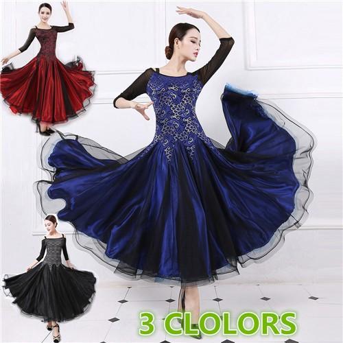 格安即決 競技着 社交ダンスドレス スタンダードドレス 社交ダンスワンピース 全3色 ワルツ ダンスドレス 発表会 衣装 豪華モダンなワンピース 大きいサイズ 最安値挑戦 Www Doctor Plan Com