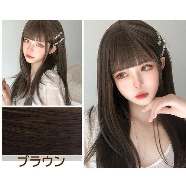 フルウィッグ ロリータ ぱっつん前髪 黒髪 茶髪 前髪 ぱっつん 日常