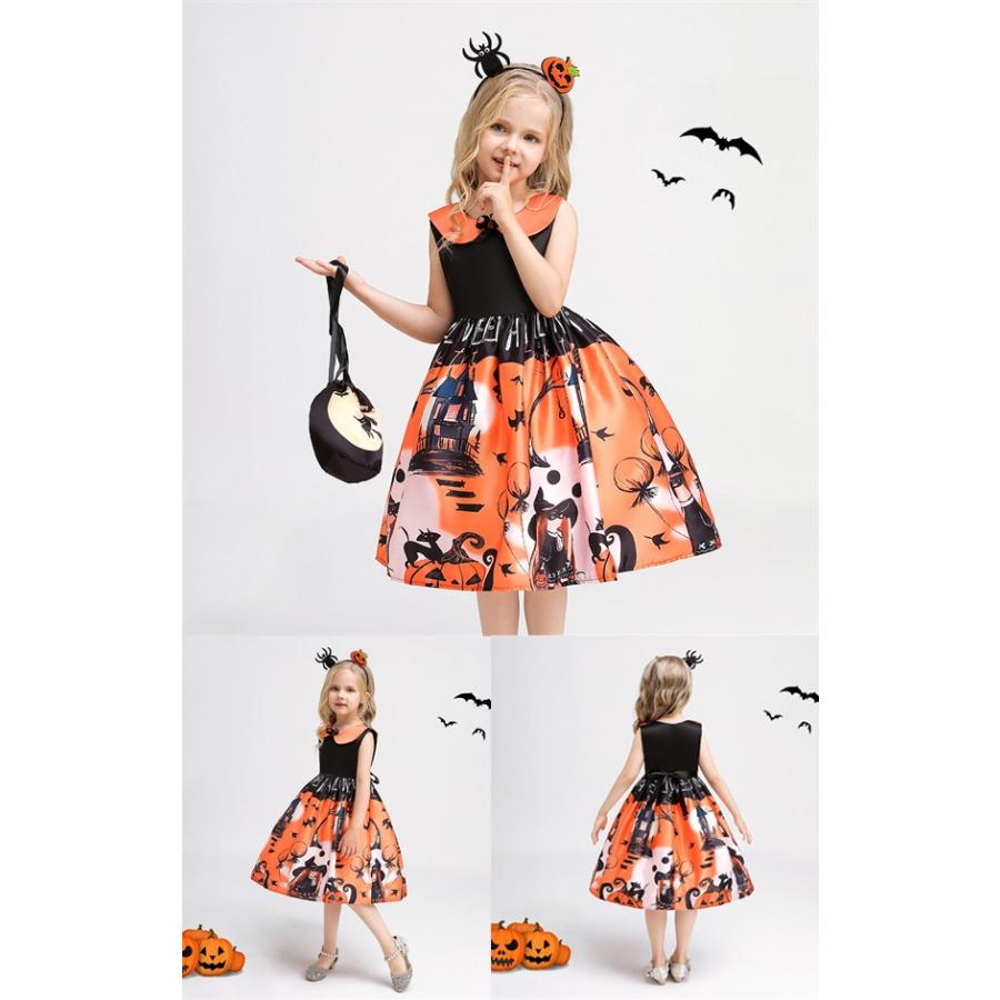 3点セット ハロウィン 仮装 女の子 バッグ付き 子供ドレス コスプレ 可愛い ワンピース カボチャ 魔女 パーティドレス 発表会 結婚式｜portelink｜11