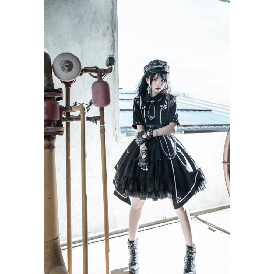 ゴスロリ ワンピース 軍服 ロリータ レディース ゴシック ミリタリー