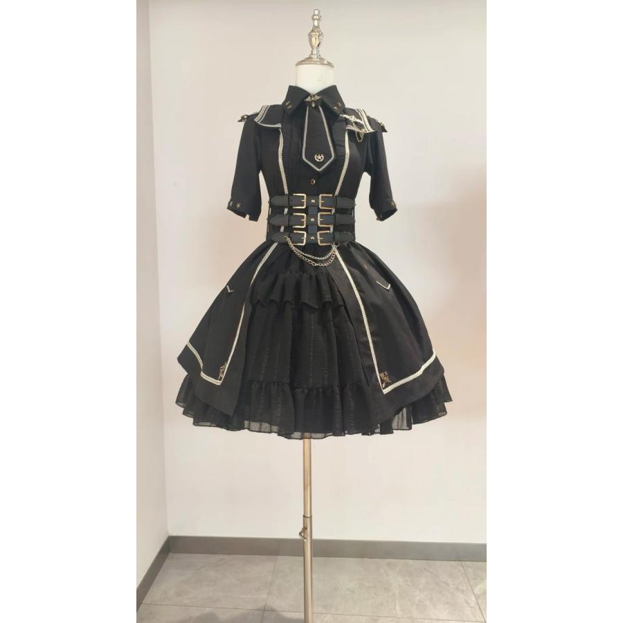 ゴスロリ ワンピース 軍服 ロリータ レディース ゴシック ミリタリー