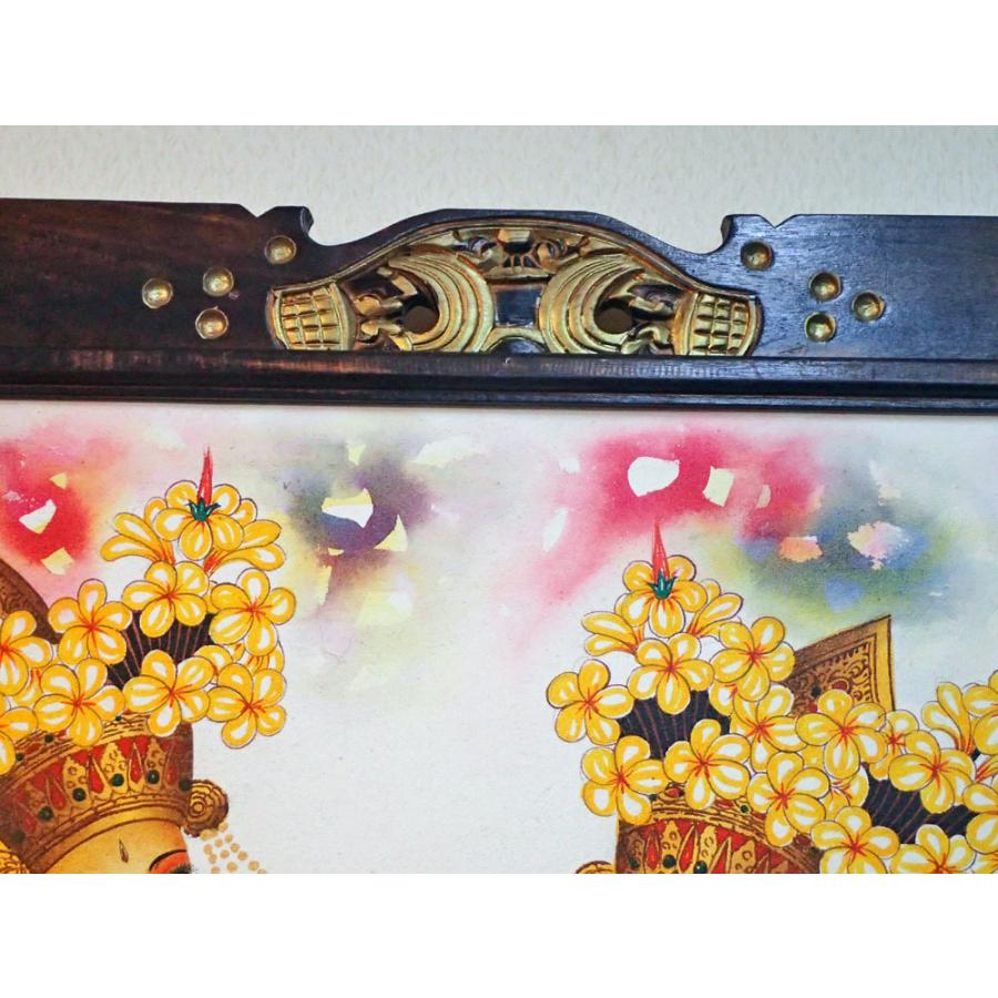 インドネシアの踊り子＿バリアート(絵画、額縁付)【アジアン雑貨】 バリ絵画額縁付き！ インドネシアの踊り子＿バリアート(絵画、額縁付