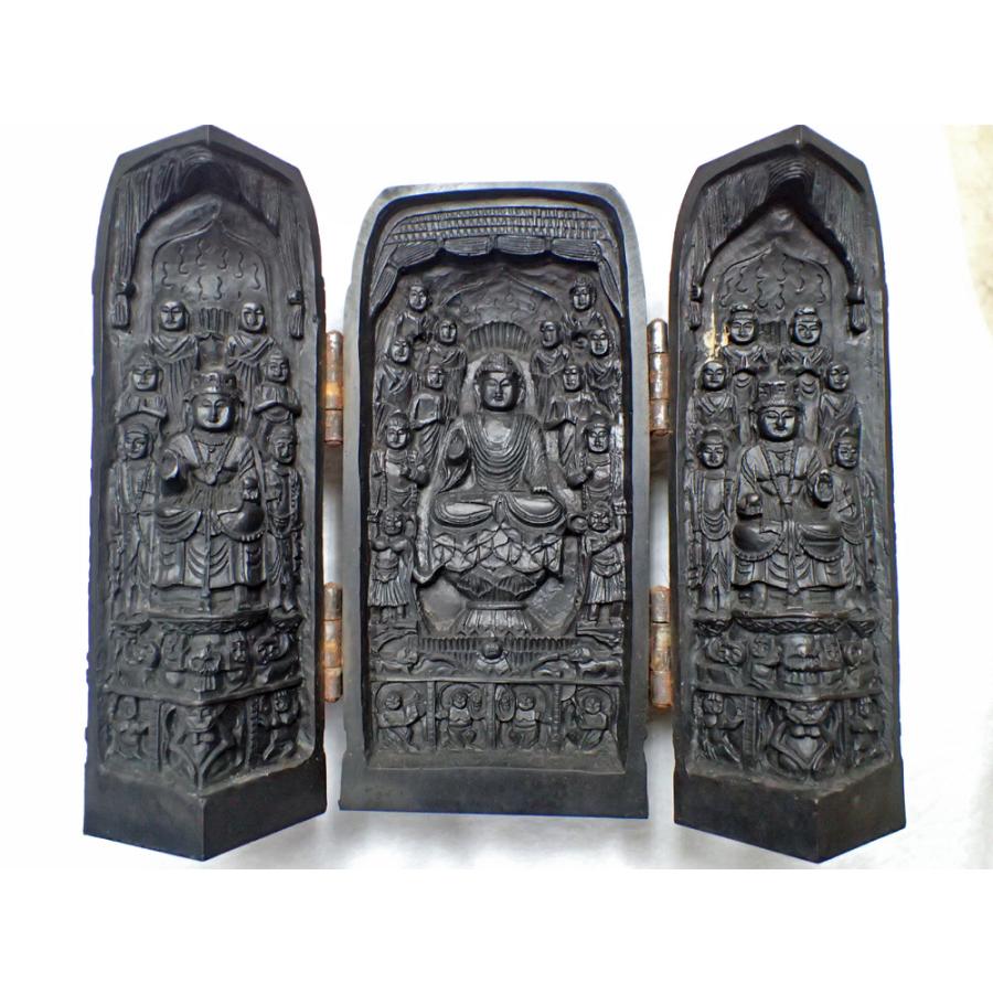 諸尊仏龕＿三開仏、筒型 (256g)、仏像