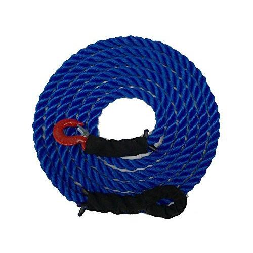 Tow Rope 高耐久ポリプロピレン フックとループ付き 破壊強度12%カンマ%500ポンド 中型ピックアップ車 アメリカ製 (30フィート)