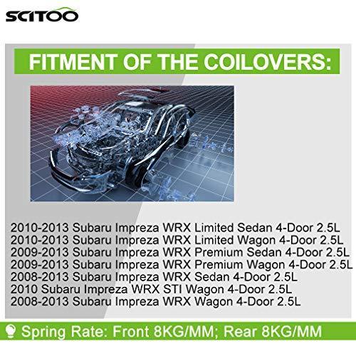 おすすめ品 Scitoo コイルオーバー サスペンション ショックストラットキット 組み立て式 フルセット ショックストラットキット 2008-2013 スバル インプレッサに適合
