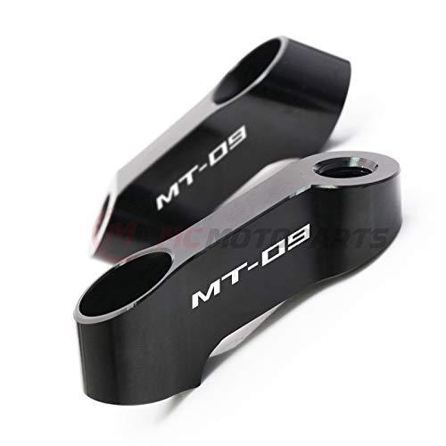 人気特売 MC MOTOPARTS 10mm CNC ミラーライザーエクステンダー ヤマハ MT03 + MT07 + MT09 +MT-10 Tourer + MT-25 +MT-125 +MT01 17 18 19用 MT09 Logo ブラック YM