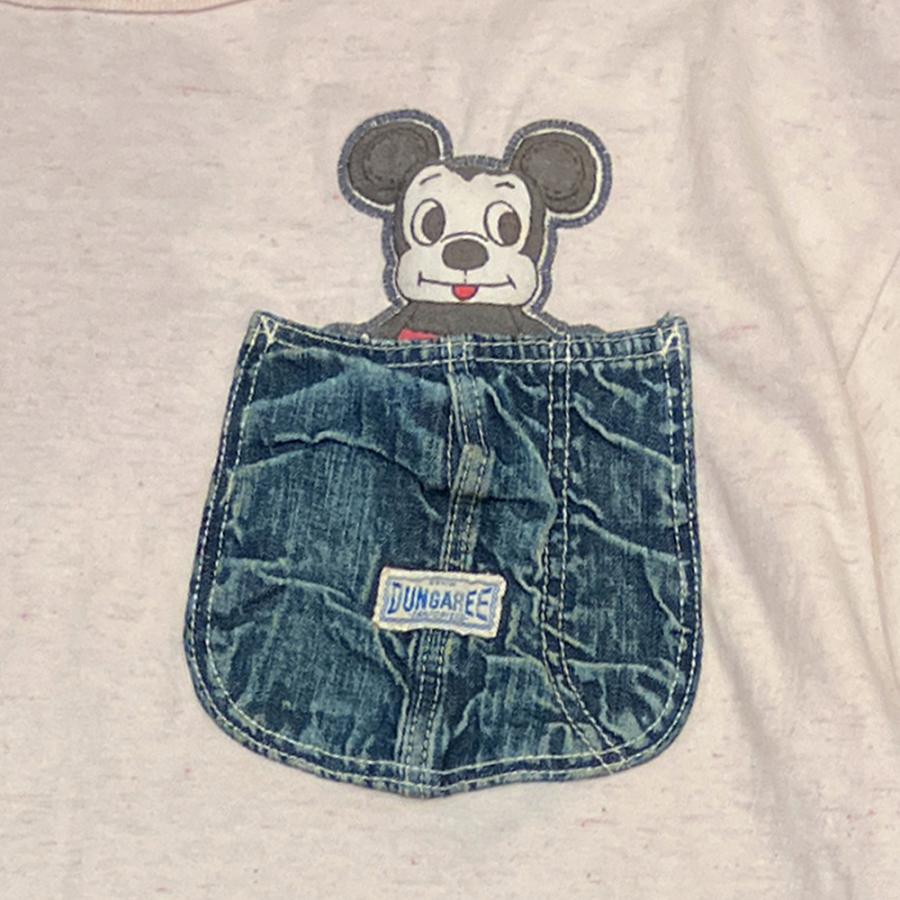 DENIM DUNGAREE(デニムダンガリー) dd3732451-ビンテージトンプキンテンジク MICKEY ポケット Tシャツ（グレー）150-160cm｜poruka｜08