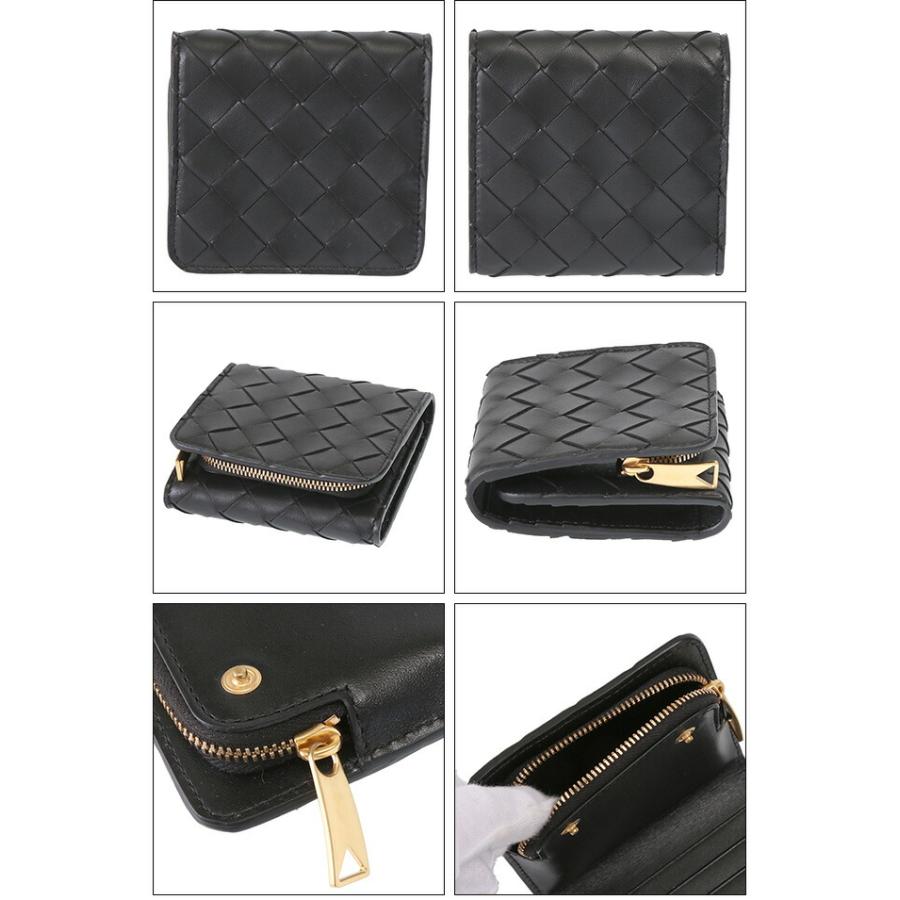 ボッテガヴェネタ／BOTTEGA VENETA "イントレチャート コンパクト 三つ折りウォレット"3つ折り小財布・小銭＆カード入れ(ブラック) 741731 VCPP2 8425／BLACK｜posecafe2｜03