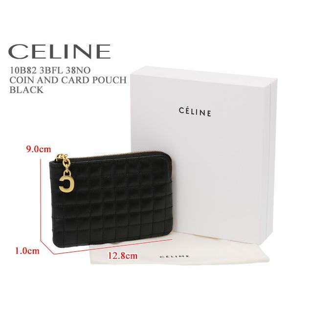 セリーヌ／CELINE "COIN AND CARD POUCH・コイン＆カードポーチ" エンボスレザー・フック付きコイン＆カードポーチ(ブラック) 10B82 3BFL 38NO／BLACK｜posecafe2｜02