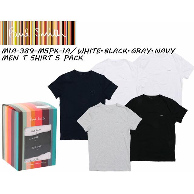 ポールスミス／PAUL SMITH "MEN T SHIRT 5 PACK” メンズコットンTシャツ・色違い4色＆5枚セット(ホワイト×2・ブラック・グレー・ネイビー) M1A-389-M5PK-1｜posecafe2｜02