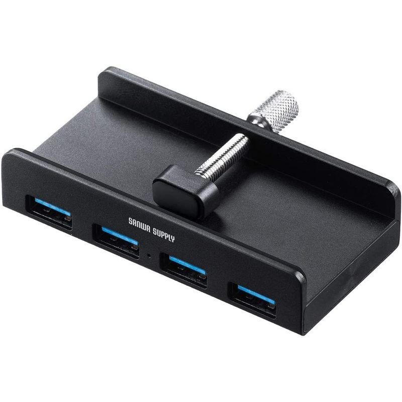 イーサプライ USBハブ クランプ式 USB3.2 Gen1 4ポート バスパワー ケーブル長1.5m ブラック EZ4-HUB065BK