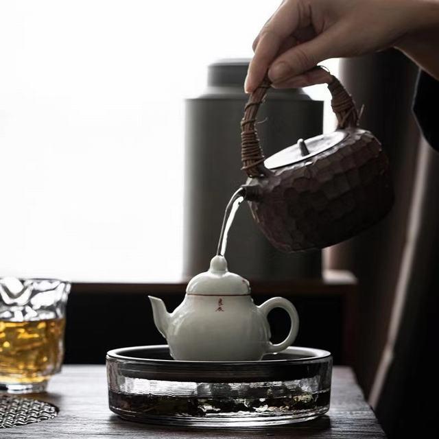 耐熱硝子 茶盤 茶こぼし ガラス 建水 けんすい 水盂 茶承 トレイ