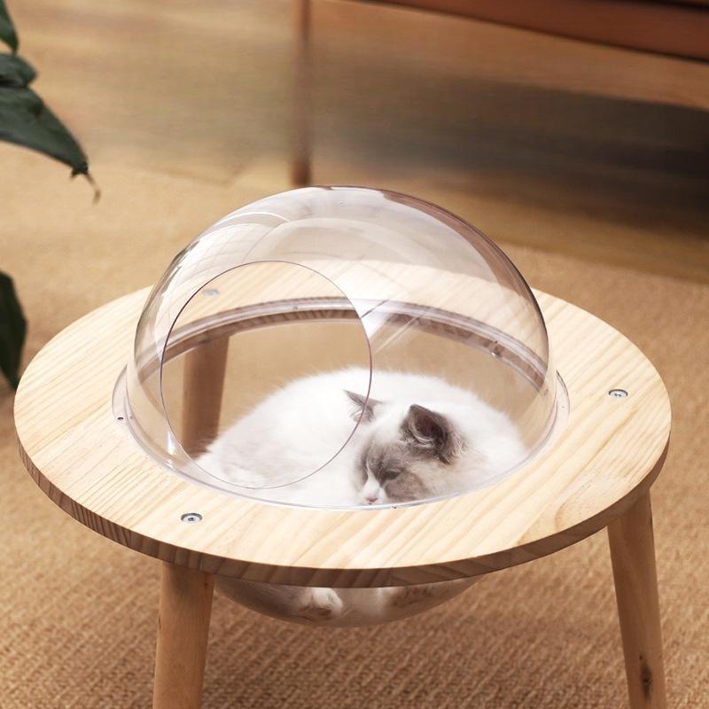 myzoo キャットウォーク　宇宙船　クリアドーム 2WAY キャットハウス ペット用ベッド 透明宇宙船 高質素材 オシャレ感 四季通用 猫ベッド 猫