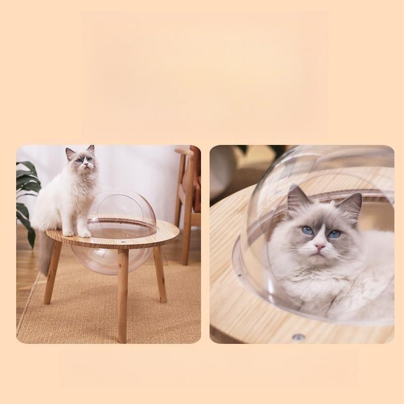 ペット用ベッド 透明宇宙船 高質素材 オシャレ感 四季通用 猫ベッド 猫