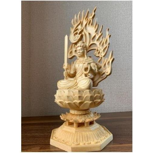仏像 木彫仏像 仏教美術 精密細工 不動明王像 檜木 彫刻 オブジェ 美術 