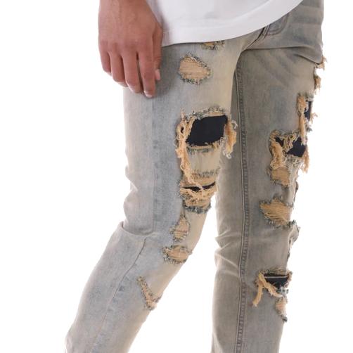 ケーディーエヌケー デニム KDNK DENIM WRECK STRETCH BLUE / ブルー 