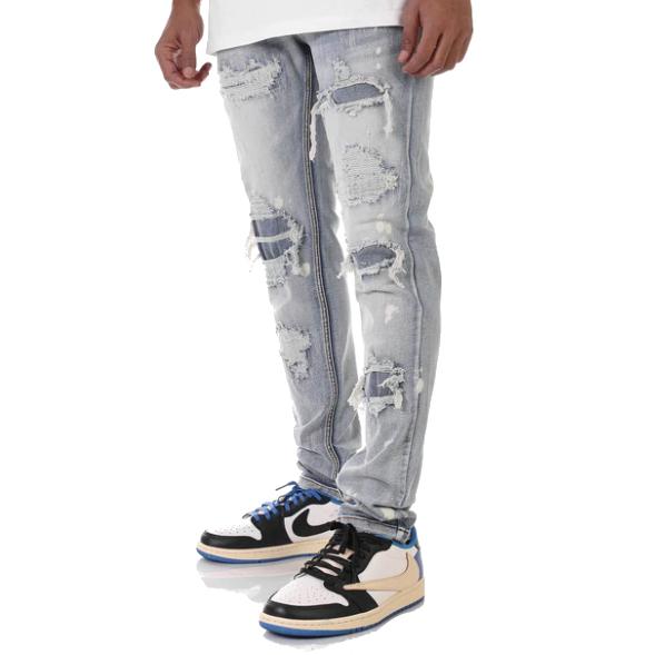 ケーディーエヌケー デニム KDNK DENIM RIP & REPAIR V3 STRETCH BLUE 