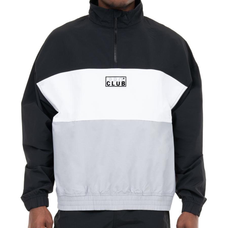 PRO CLUB プロクラブ COMFORT TRI-COLOR COTTON / NYLON HALF ZIP TRACK JACKET ...