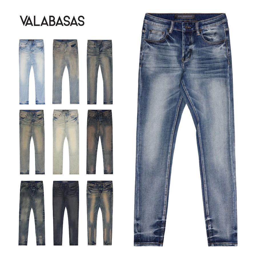 VALABASAS スキニー Valabasas Jeans Mens 29 X 30 Blue Skinny Distressed Button