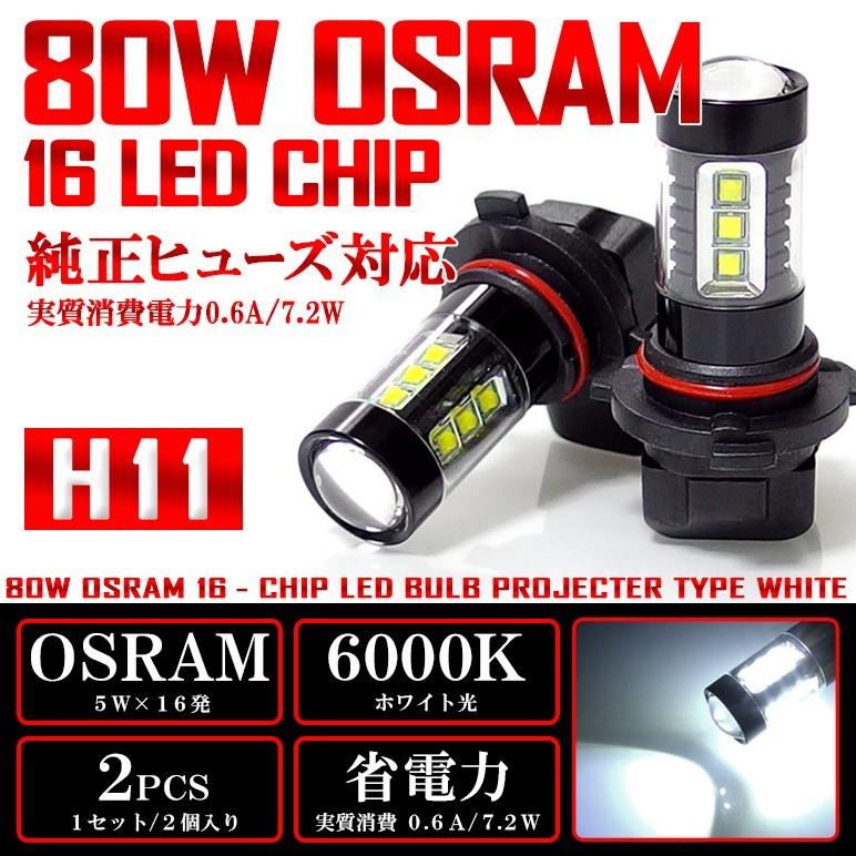 U31系 前期 後期 プレサージュ LED フォグランプ H11 80W OSRAM 6000K/ホワイト 2個/1セット｜possible