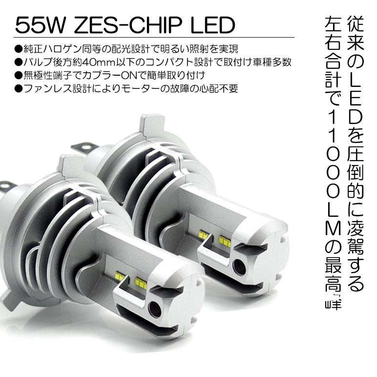 180系/185系 前期/後期 ハイラックスサーフ LED ヘッドライト H4 Hi/Lo切替 55W 11000ルーメン ZESチップ搭載 リフレクター拡散 電動ファン 6500K/ホワイト｜possible｜02