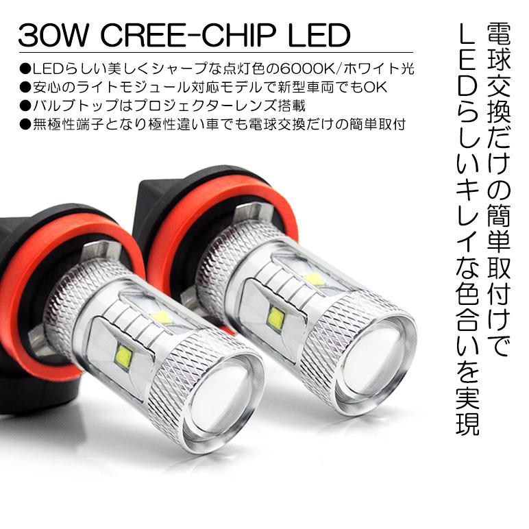 30系 前期 レクサス IS250/IS300h/IS350 LED フォグランプ H16 30W CREE XB-D プロジェクター拡散 6000K/ホワイト 2個/1セット｜possible｜02