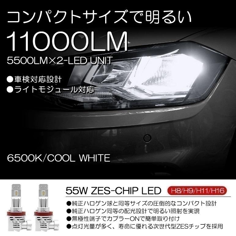 RT1/RT2/RT3/RT4 クロスロード LED フォグランプ H11 55W 11000ルーメン ZESチップ搭載 リフレクター拡散 電動ファン 6500K/ホワイト｜possible