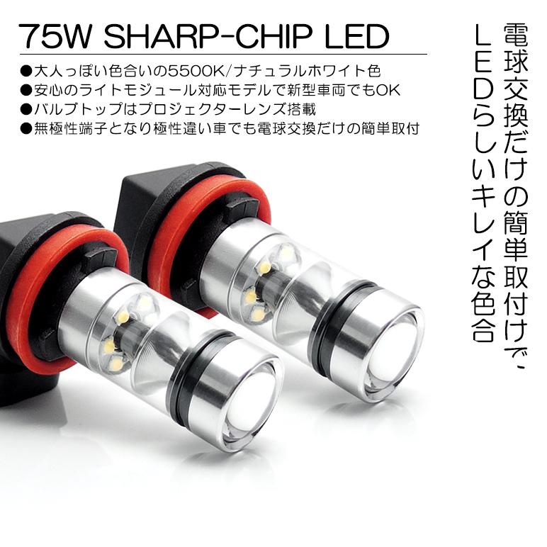 B21A 前期/後期 デイズルークス ハイウェイスター含む LED フォグランプ H16 75W SHARP プロジェクター拡散 5500K/ナチュラルホワイト 2個/1セット｜possible｜02