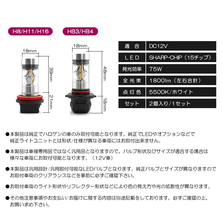 BR系/BR9/BRF/BRM 後期 レガシィアウトバック LED フォグランプ H11 75W SHARP プロジェクター拡散 5500K/ナチュラルホワイト 2個/1セット｜possible｜06