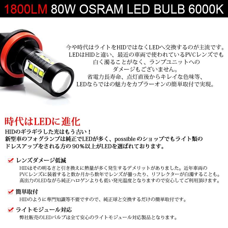 LED ハイビーム HB3/9005 80W OSRAM プロジェクター拡散 6000K