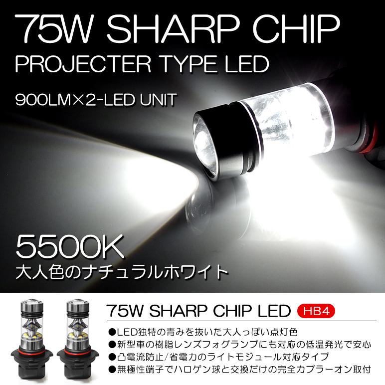 20系 前期 アルファード LED フォグランプ HB4/9006 75W SHARP プロジェクター拡散 5500K/ナチュラルホワイト 2個/1セット｜possible